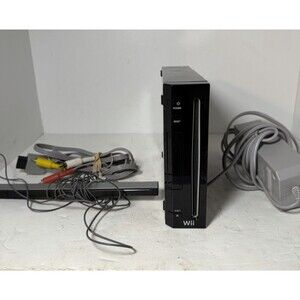 Nintendo Wii Console Gaming System RVL-001 USA Black - Console and Cables Tested